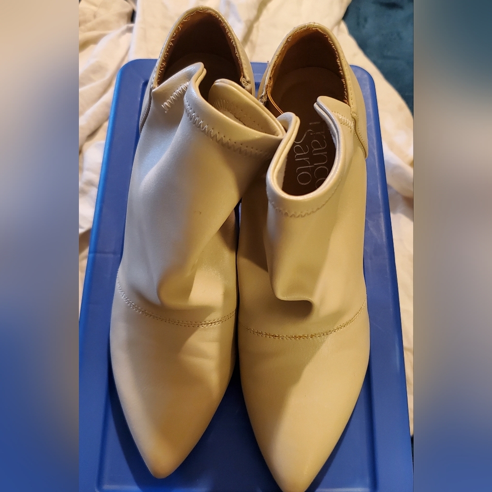 Franco Sarto Cream Pointed Toe Boots